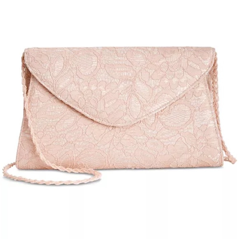 Pink Lace Evening Purse Clutch With Strap
